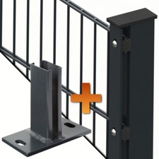 Doppelstabmatte Zaun 8/6/8 Pfosten mit Abdeckleiste Fussplatte Stabmatten 