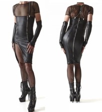 REGNES RFP WETLOOK KLEID HOSENTRÄGER  cross herren kunstleder schwarz 