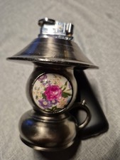 Tischfeuerzeug Gas Vintage , 11,5 Cm×10 cm ,silberfarben, Funktion nicht Geprüft