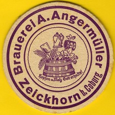 Bierdeckel, VK, Brauerei A. Angermüller, Zeickhorn, Grub am Forst, x1946