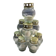 9x Grabkerze Grablicht Grabschmuck Kerzen Allerheiligen  Glas Wiederverwendbar