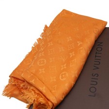 Louis Vuitton Stola Monogramm Seide Wolle Quadrat 56,1 Zoll Orange Hergestell...