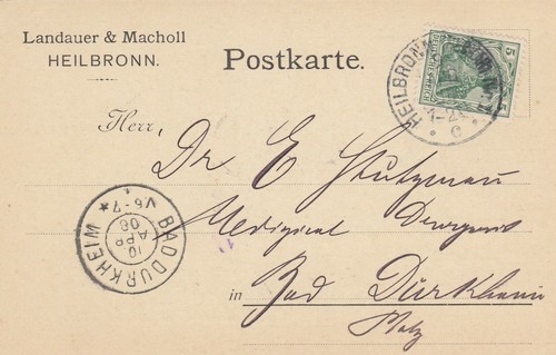 Heilbronn postkarte 1908 - postkarte,