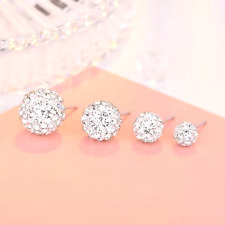 925 Sterling Silber Ohrstecker Strass Rund Kugel 5 Größen Ohrringe Damen 5-12 mm
