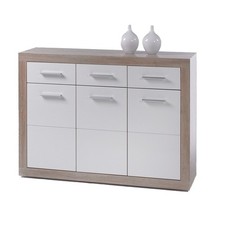 Kommode - Sonoma Eiche - weiß - 3 Schubkästen - 117 cm Sideboard Anrichte