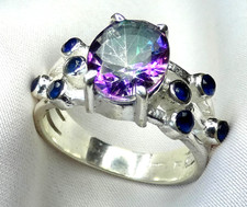 Ring 925 Silber Gr. 17,2 (54) fac. Mystic Topas und Iolith prunkvolles Unikat