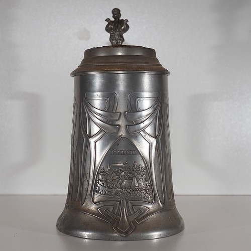 Zinnkrug mit deckel - mit, jugendstil