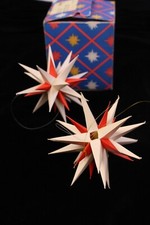 2x Original Herrnhuter Advents- und Weihnachtsstern A1e  Ø 13 cm Weiß/Rot