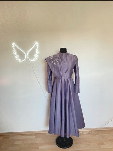 Damen abendkleid midi lila - abendkleid,
