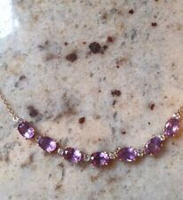 Edelsteincollier Gg. 585, mit AMETHYST u. WEIßTOPAS, 45 cm lang+Verl.,2 mm Kette