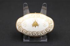 Peint a la main Paris Pillendose / Schatulle aus Porzellan weiß / gold Vintage