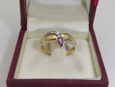 750 Gelbgold Weißgold 18K Gold Ring 4,08 g Diamant Rubin RG 53 - 16,8 mm 6256