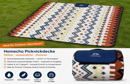 Homecho picknickdecke faltbar - picknickdecke,