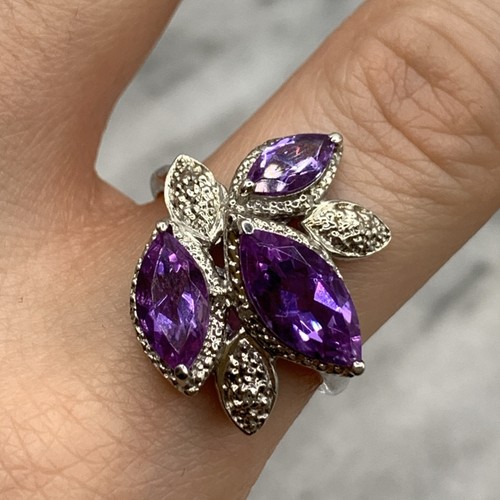 Amethyst diamant ring - diamant, 925
