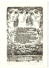 VIKTOR SCHAPIEL: Exlibris für Werner Daniel, "Hymnus der Liebe", 1. Korinther