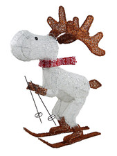 LED-Deko Skifahrender Elch Weihnachtsfigur Advent Deko LED Dekoration 78cm