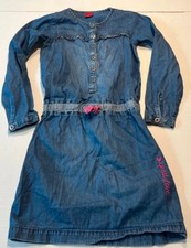 Blaues langarm Jeans Kleid -