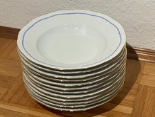 Zeh Scherzer Bavaria, 12 Porzellan Suppenteller, verziert, Goldrand