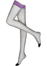 Halterlose Strümpfe 20 den Gr. 44/46 Schwarz Tiefflieder Damen Strumpf-Hose Neu*