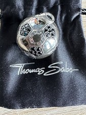 Thomas Sabo Silver Charm Anhänger Fußball XL groß mit Zirkonia Steinen schwarz