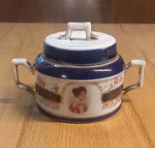 Antike Deckeldose Kobalt Rose