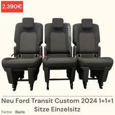 Neu Ford Transit Custom 2024 1+1+1 Sitze Einzelsitz Sitzbank Sitz Barlo