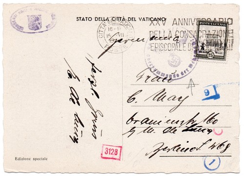 Vatikan postkarte mit 25 c - mit,