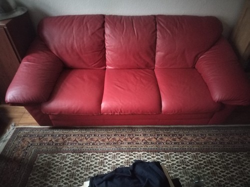 Rote leder sofas 2er - und, 3er