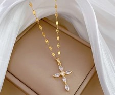 Goldene Kreuzkette Strass