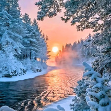 Winterzauber  Sonnenuntergang 5D-Diamond painting Set, ohne Bilderrahmen 30x40cm