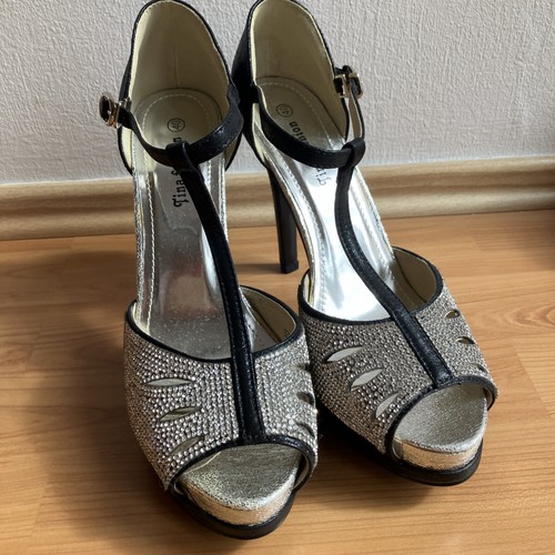 Highheels schwarz silber - silber, 1x