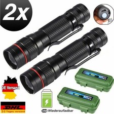 2x LED Taschenlampe Extrem Hell 80000 Lumen Aufladbar USB Taschenlampen Box DHL