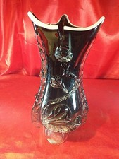 Alte Edle Design Vase Blumenvase Kristall Glas Mundgeblasen Aufschmelzungen(5623