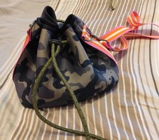 Etsy Beutel Tasche Neopren Camouflage Khaki Grün Streifen Pink Plus Geldbeutel 