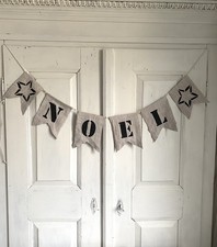 NOEL Wimpelkette Leinen ANTIK