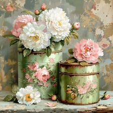 Deko Bild Vintage Retro Dosen Shabby Rosen Wandbild Blumen Wanddeko Wandfliese