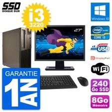 PC LENOVO M82 SFF Bildschirm 27 " Intel Core i3-3220 RAM 8Go SSD 240Go Windows