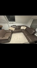 Ledersofa L Form Braun mit