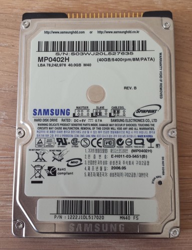 Samsung 40gb mp0402h 5400 - samsung,