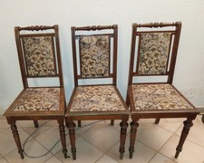 Eiche Massivholz Stühle, 3er Set, Microfaserbezug von etwa 1920