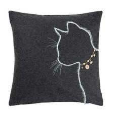 SANDER Lucy Kissenhülle Dekokissen Sofakissen Couchkissen Katze 40x40cm graphite