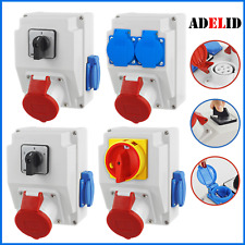 CEE KOMBI WANDSTECKDOSE 32A 16A 5P SCHUKO 230V HAUPTSCHALTER BAUSTROMVERTEILER