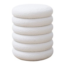 B-Ware BLOSSOM XS Hocker mit Stauraum Sitzhocker Ottomane Boucle-Bezug Weiß