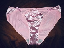 Slip mit Herzchen  Satin Satinslip Gr.XL rosa/weiss glänzend  neu