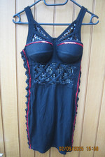 "Cottelli Collection" Sexy Party Minikleid, Gr. S - Schwarz mit Rot Glimmer