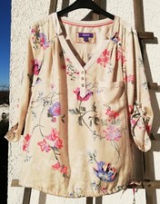 elegante Bluse mit 3/4-Ärmel, beige mit Blumenprint, Gr. 36, MEXX