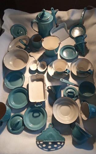 Puppengeschirr blau weiß - puppengeschirr, blau-weiß