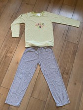 Alive Pyjama Schlafanzug Gr. 140 hellgrün grau Stern kuschelig Frottee warm