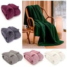 heimtexland ® super dicke Cord Kuscheldecke mit Sherpa Fell Wohndecke Typ767