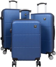 Koffer Trolley Reise Urlaub für Bahn Flug Hartschale Mehrum Blau Set Einzeln